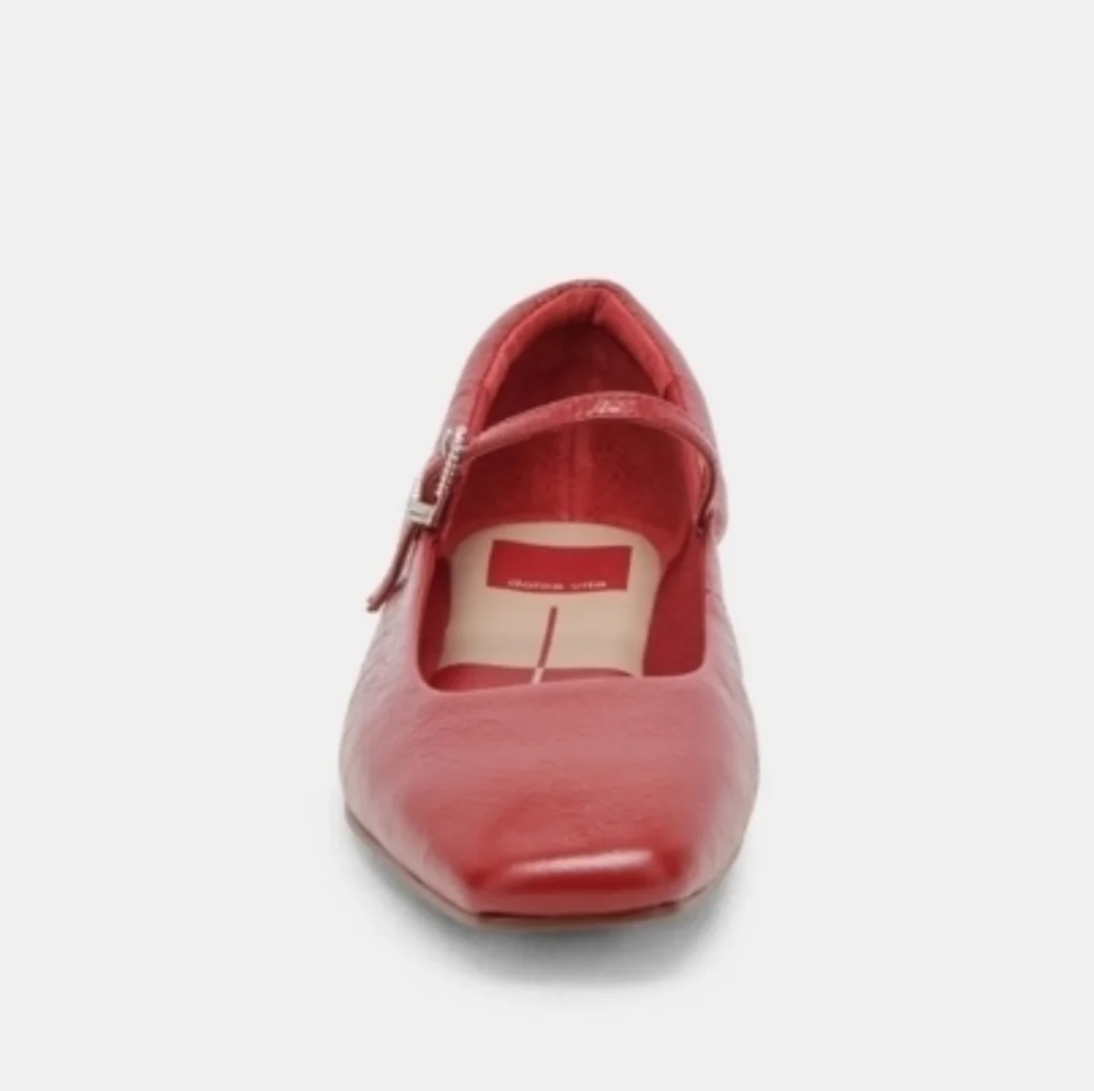 ❤️🔹️DOLCE VITA 🔹️REYES CRINKLE FLAT - RED CRINKLE PATENT Size 10.5 Or 13 - Picture 4 of 6